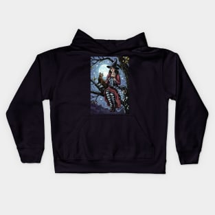 Knitting Witch and Cat by Moonlight Kids Hoodie